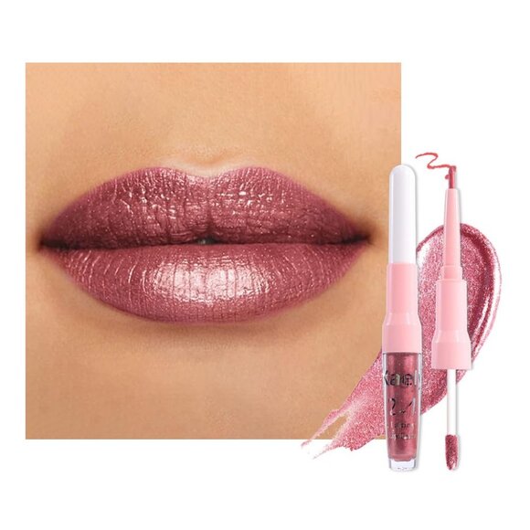 2-in-1 Mauve Metallic Lipstick and Lip Liner Set - Picture 1 of 7